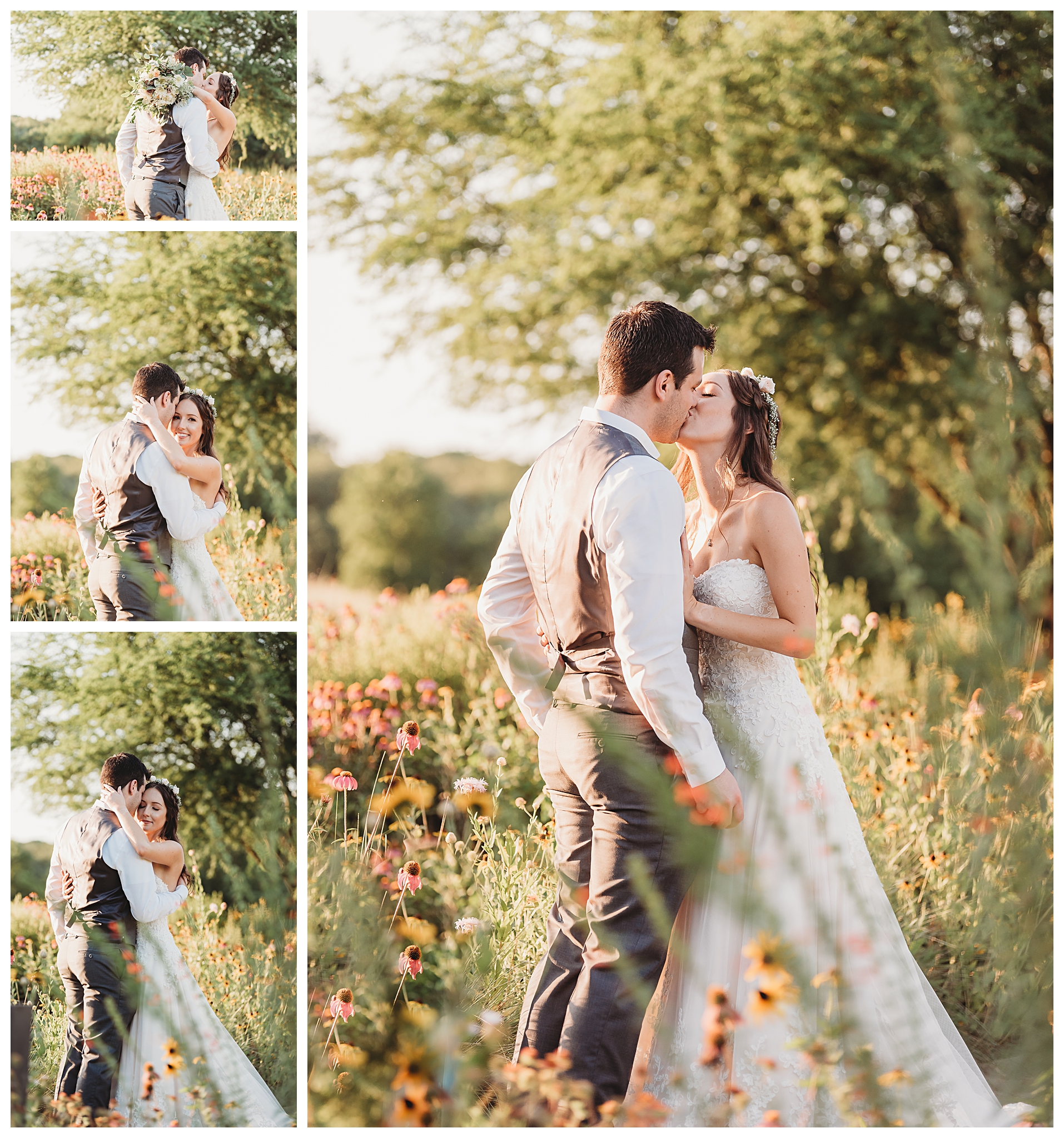 Bride and Groom portraits at the Wildflower Center
