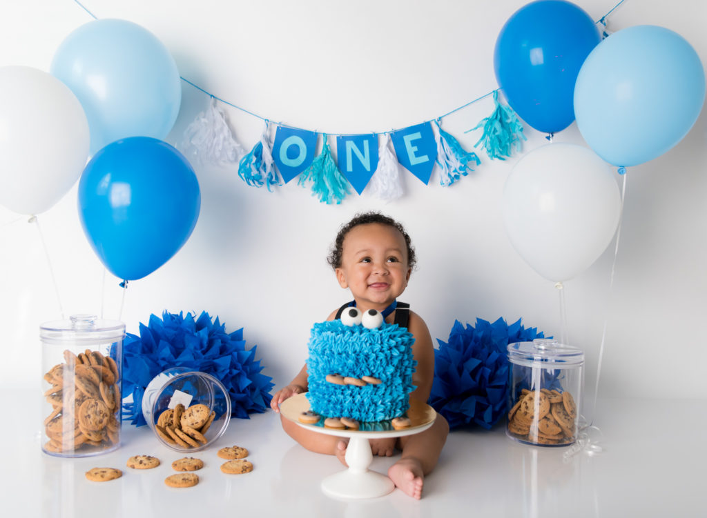 Cookie Monster themed First Birthday Photoshoot in Cedar Park