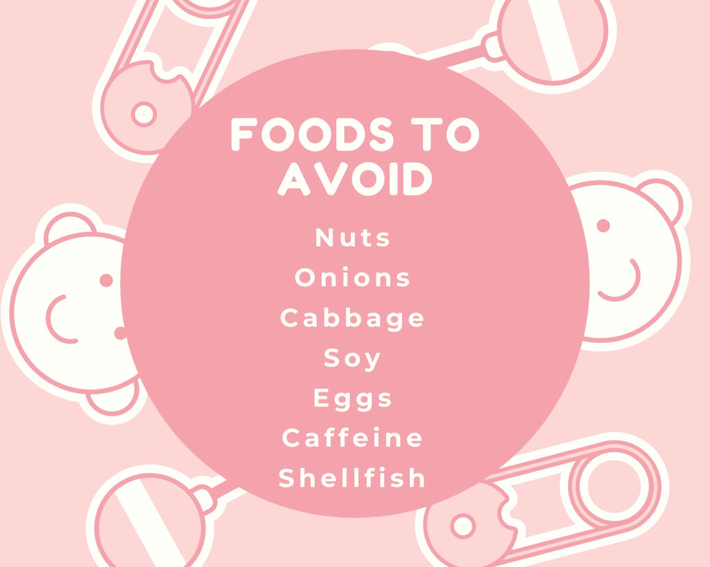 A list of foods that can cause colick in a newborn baby.