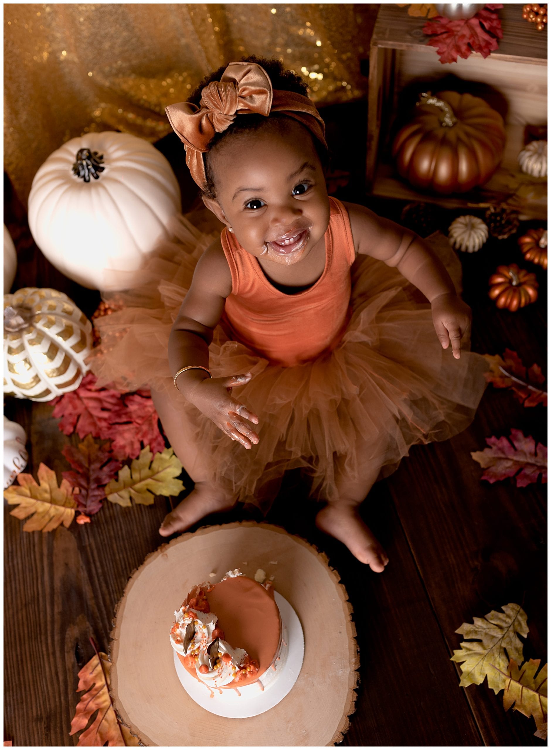 Fall themed first birthday photoshoot in Austin, Texas