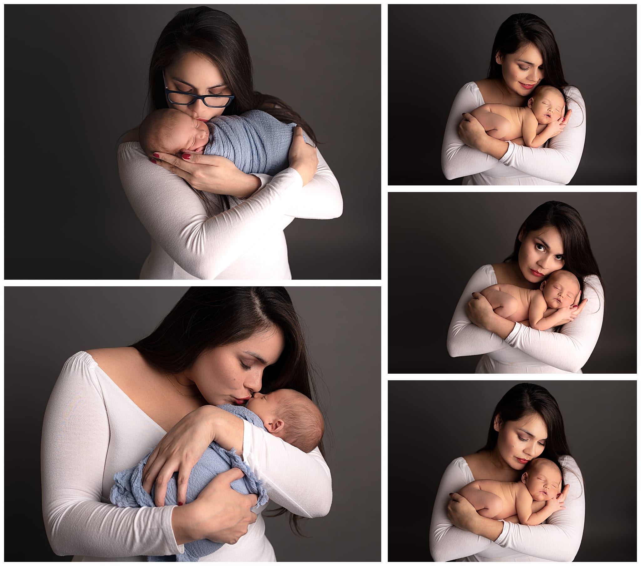 collage of mom and newborn baby photos