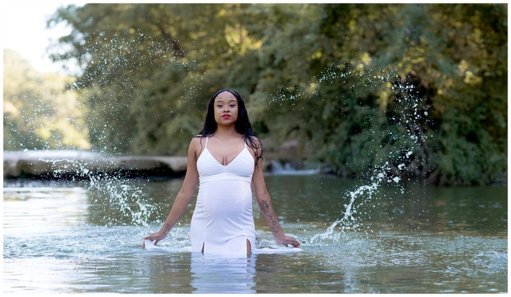 A pregnant woman in the water