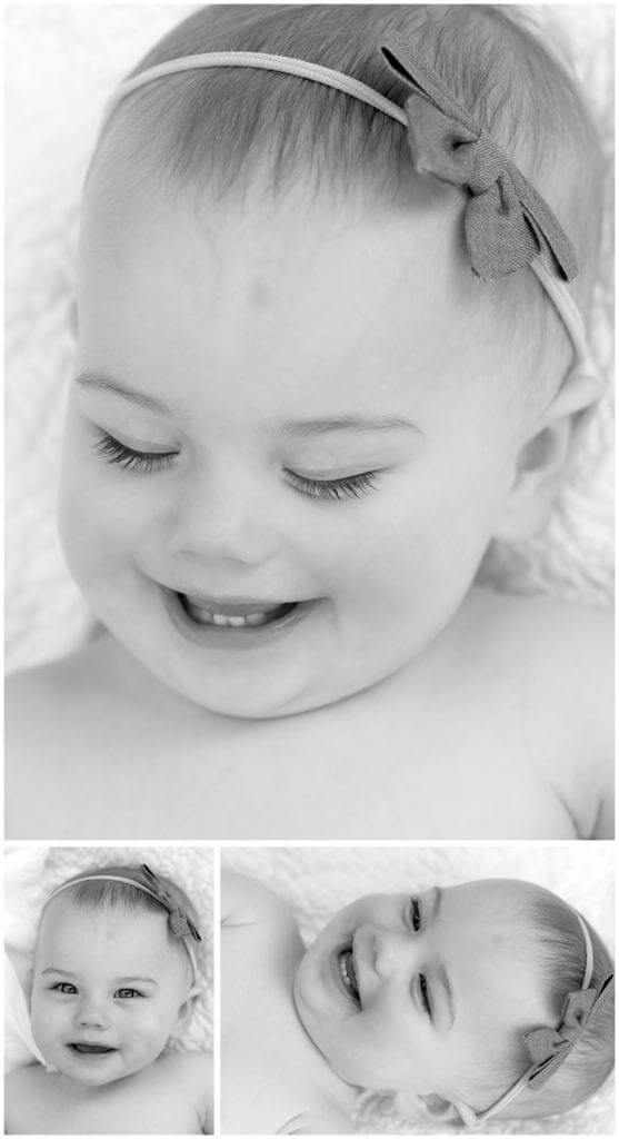 black and white first birthday photos baby eyelashes