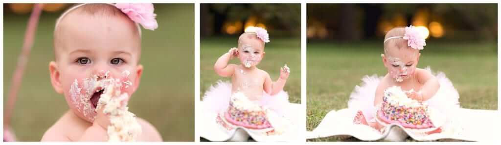 Outdoor cake smash session Austin photographer capturing toddler's first birthday in park