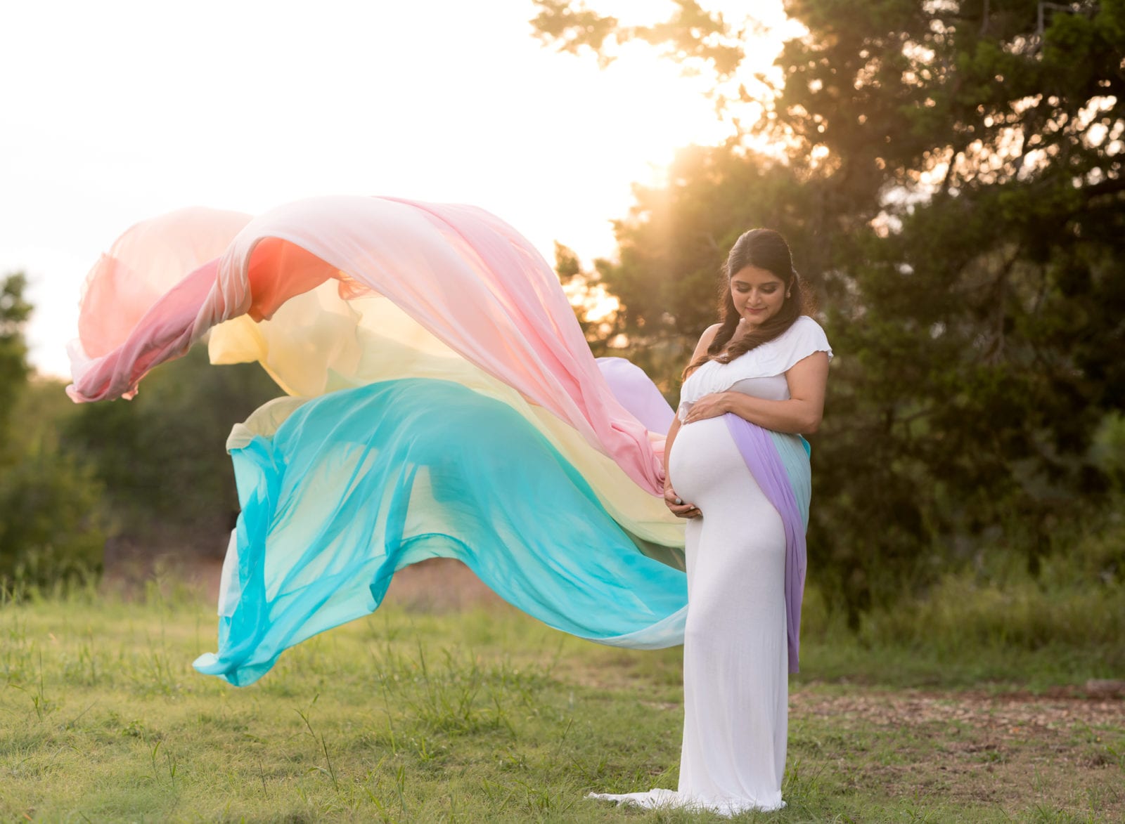 Rainbow maternity dress photo by Hello Photography
