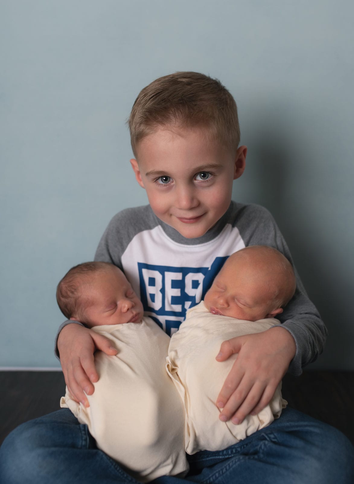 newborn twins with big brother
