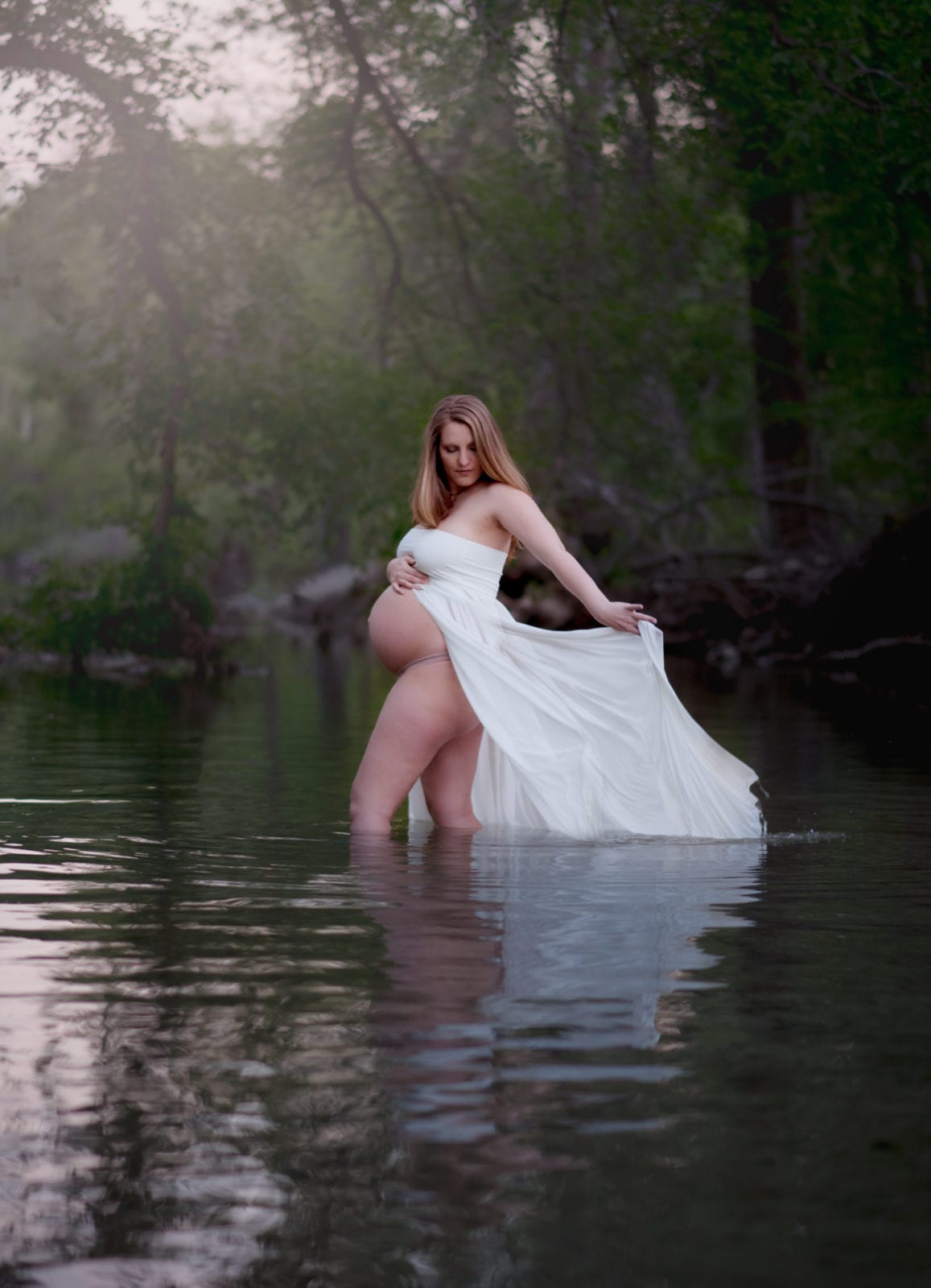 A pregnant mother in the water