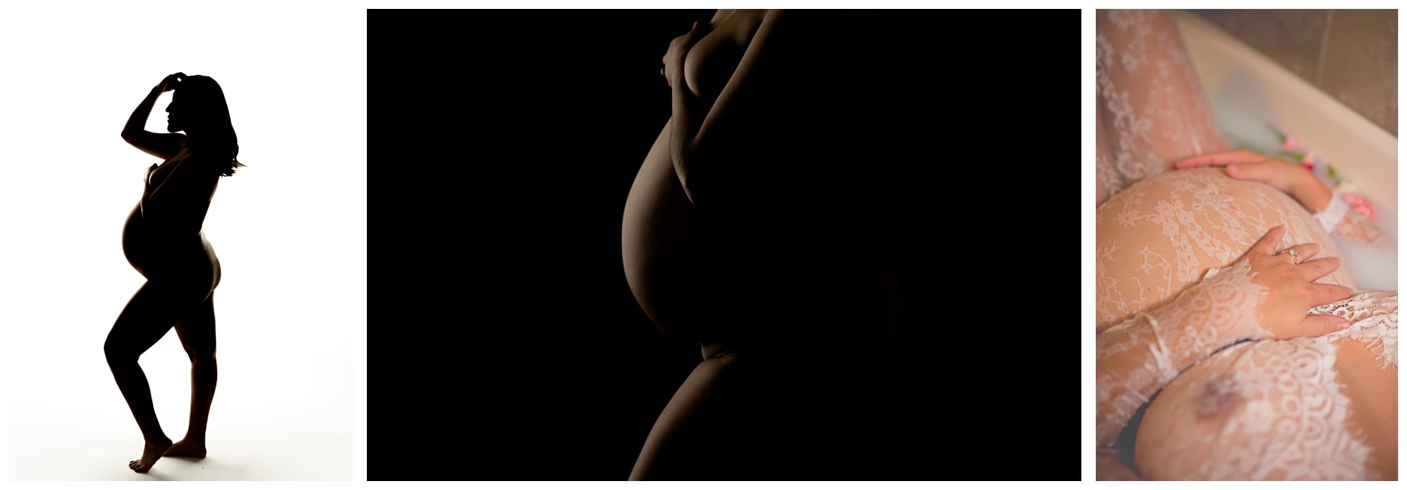 collage of nude maternity photos
