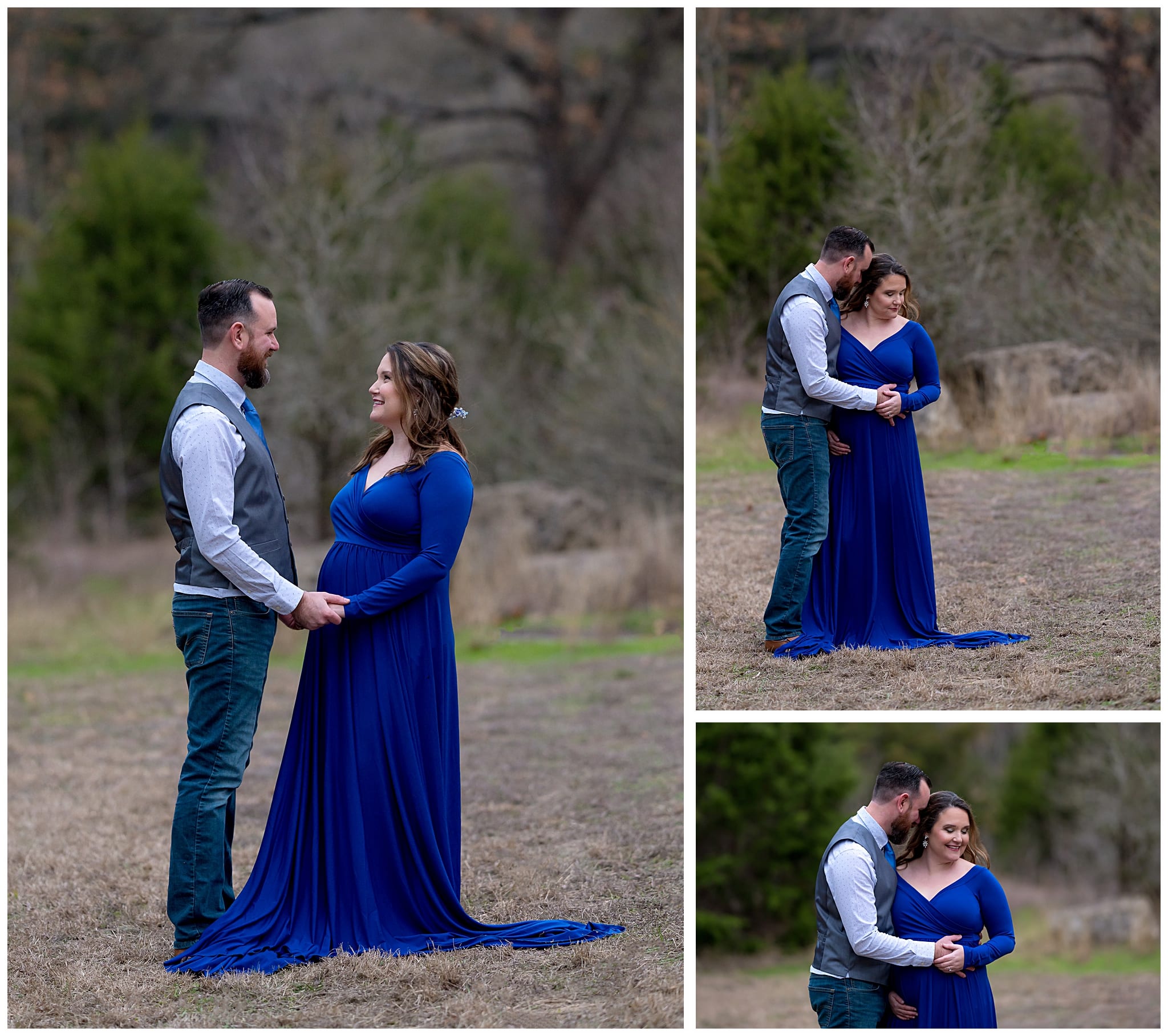husband and wife during maternity photos