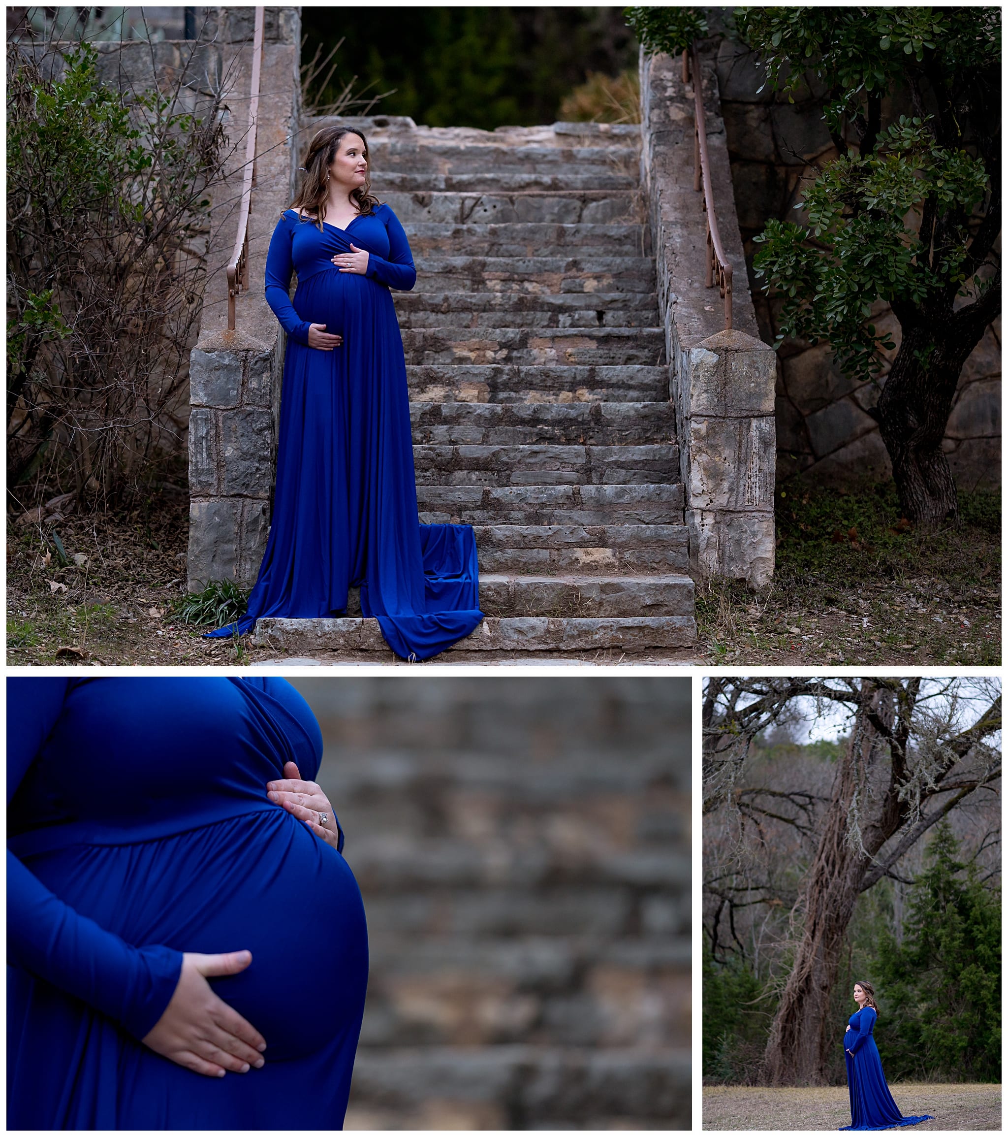 blue dress maternity photos