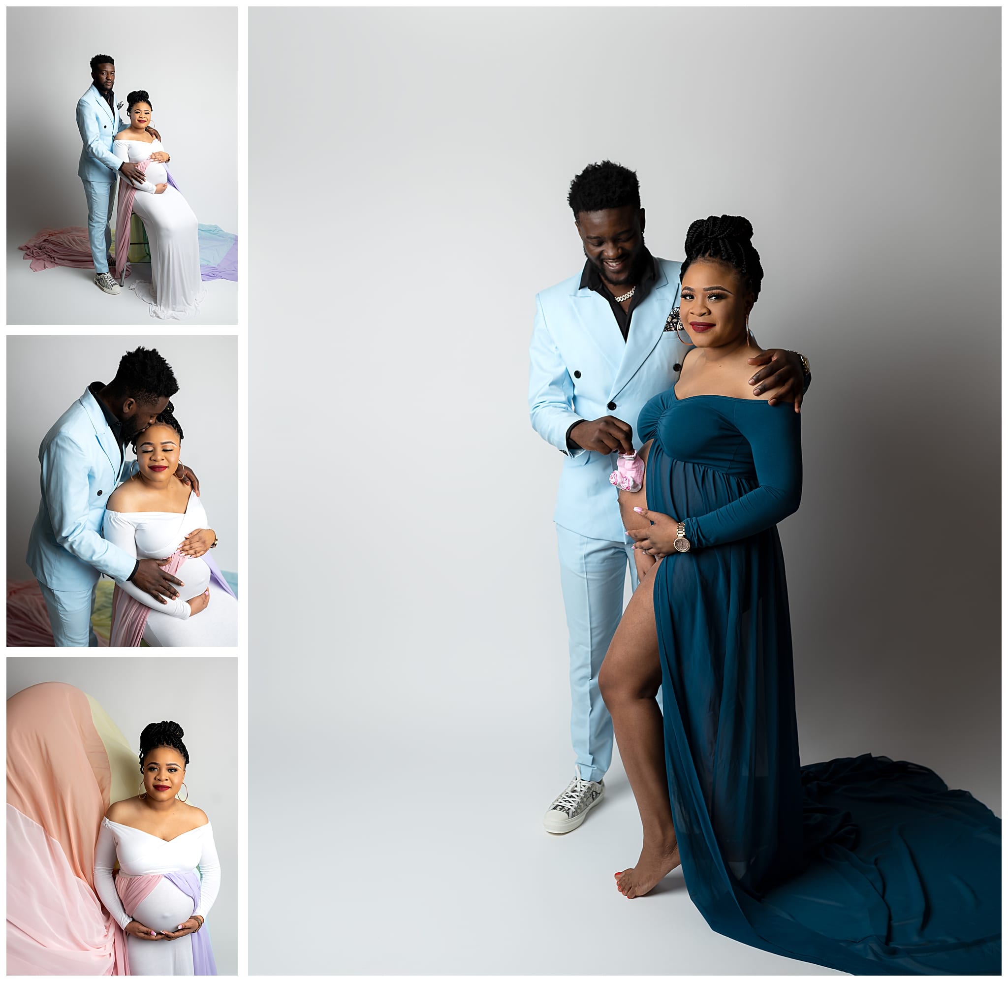 A couple expecting their first baby loving on each other during their Austin maternity photoshoot.