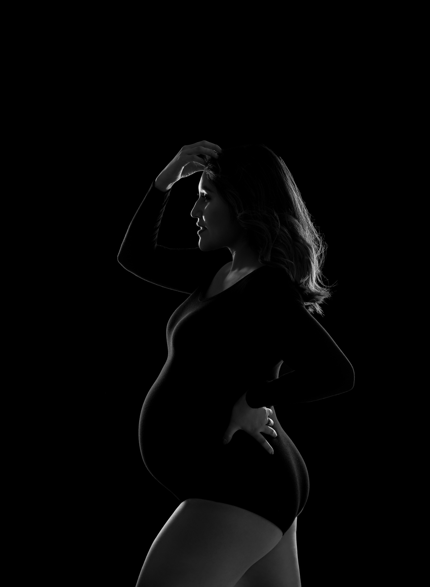 black and white studio maternity