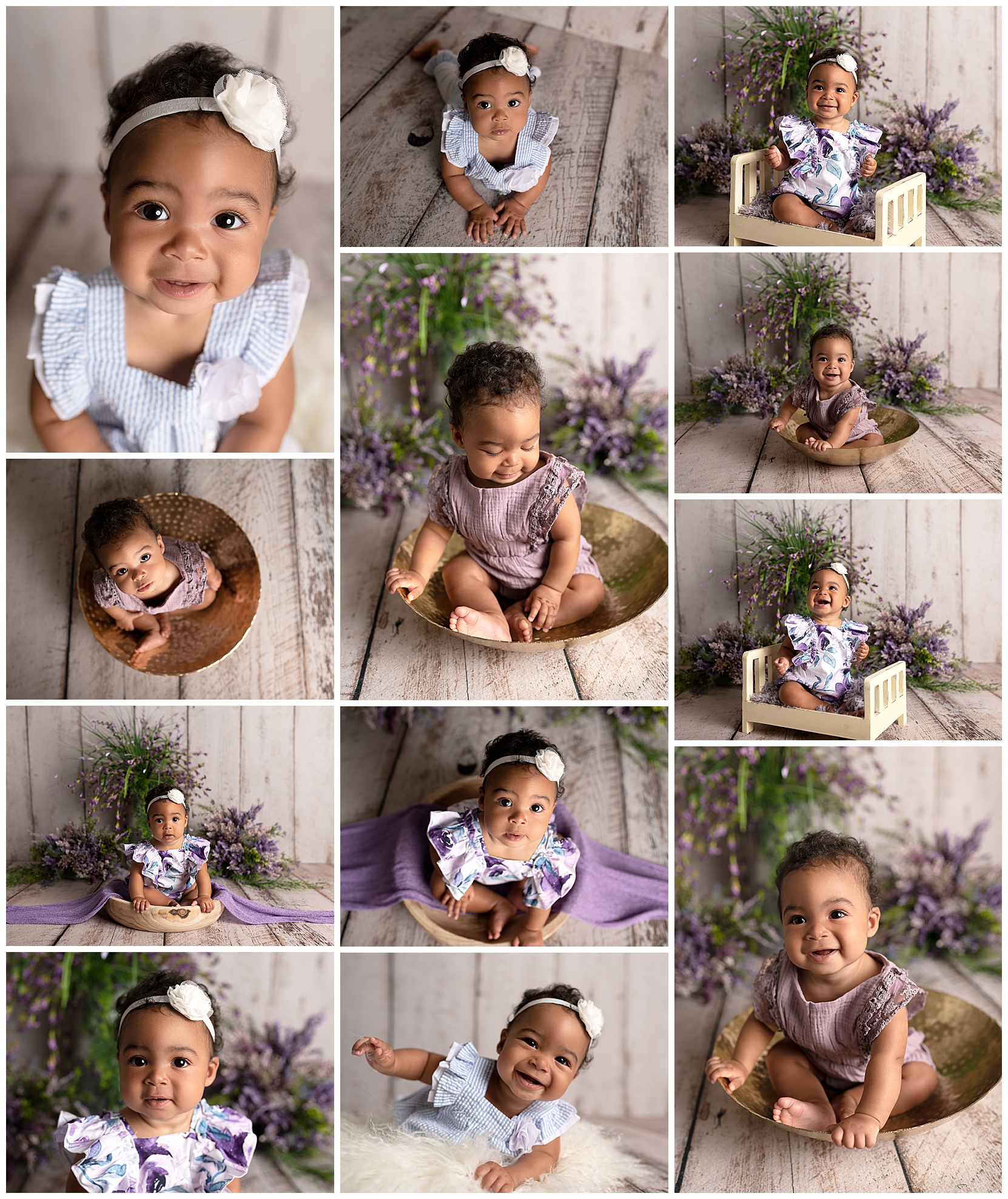 collage of baby girl milestone photos