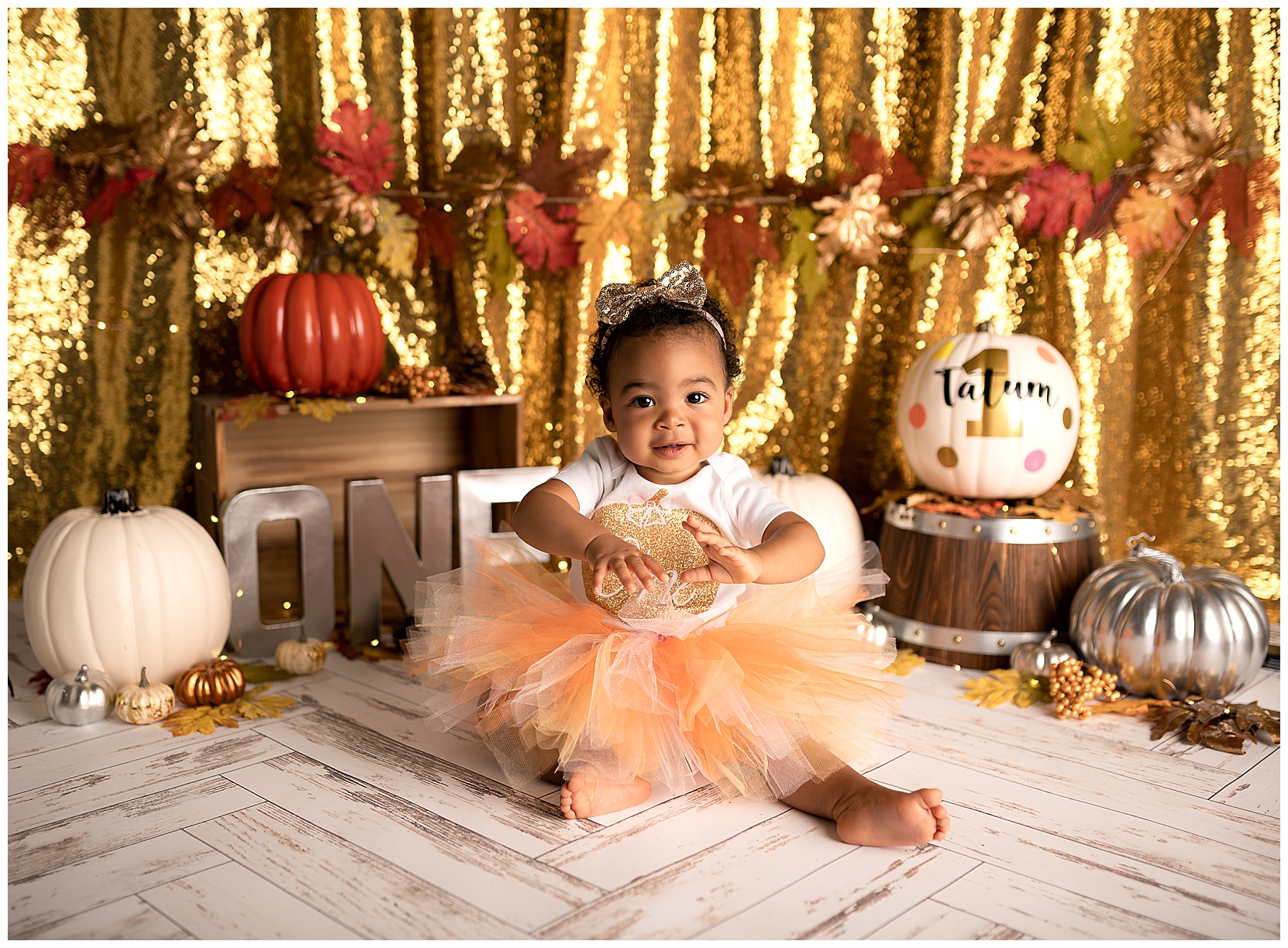 fall themed first birthday photo