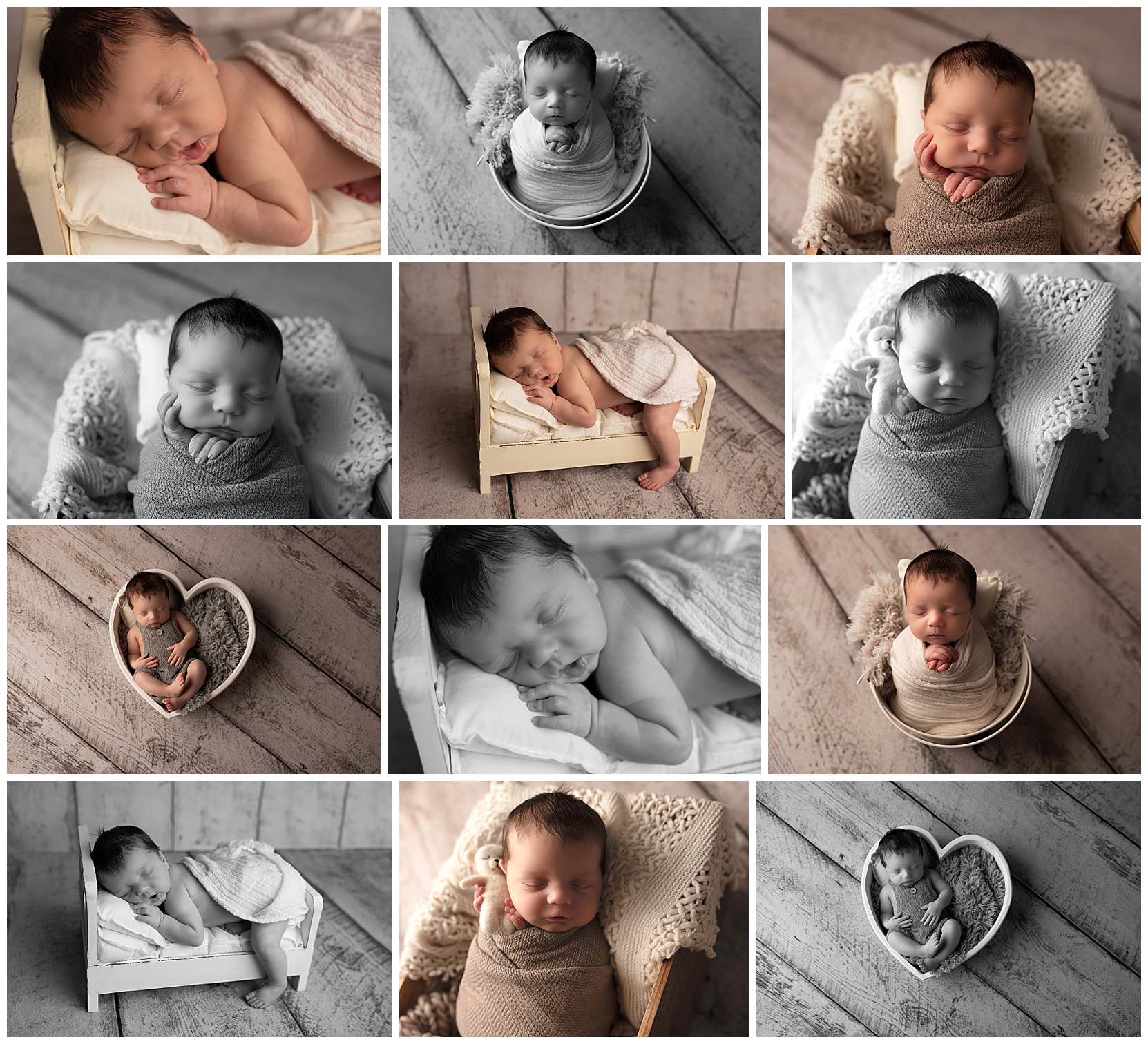 collage of newborn baby images