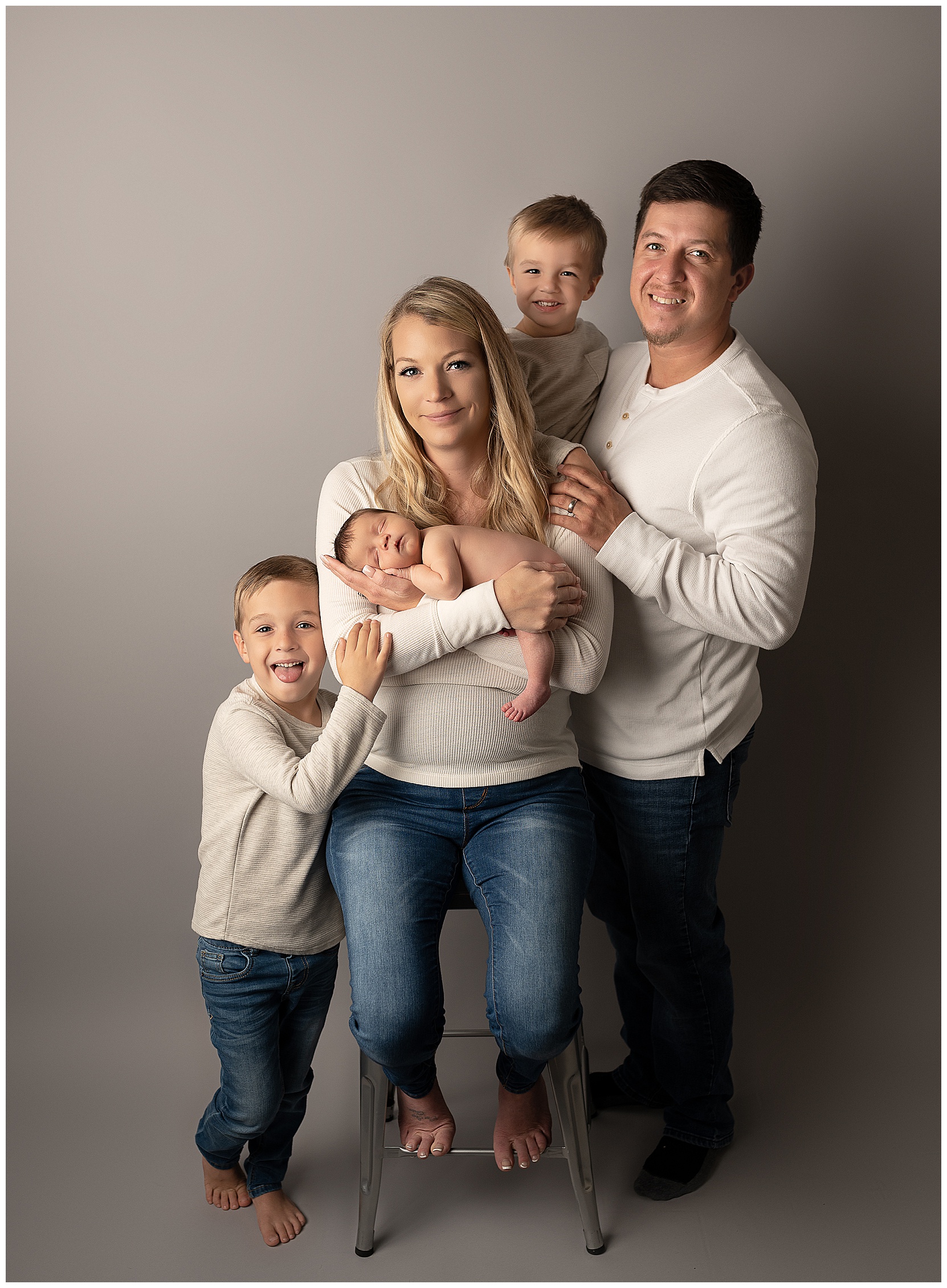 family photo at a newborn photoshoot