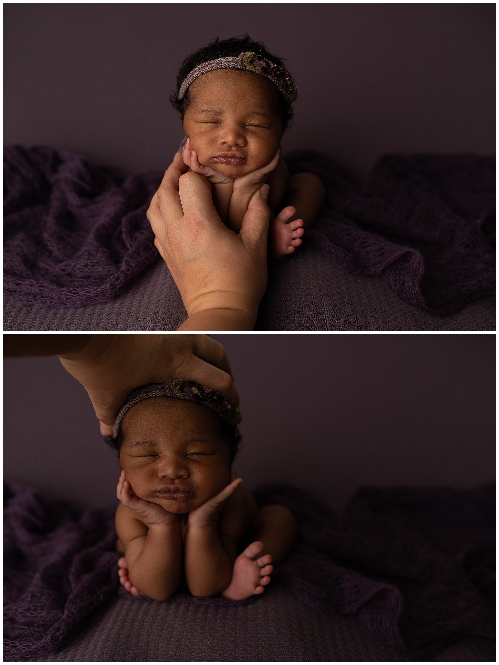 setup for the froggy pose composite with a newborn baby girl
