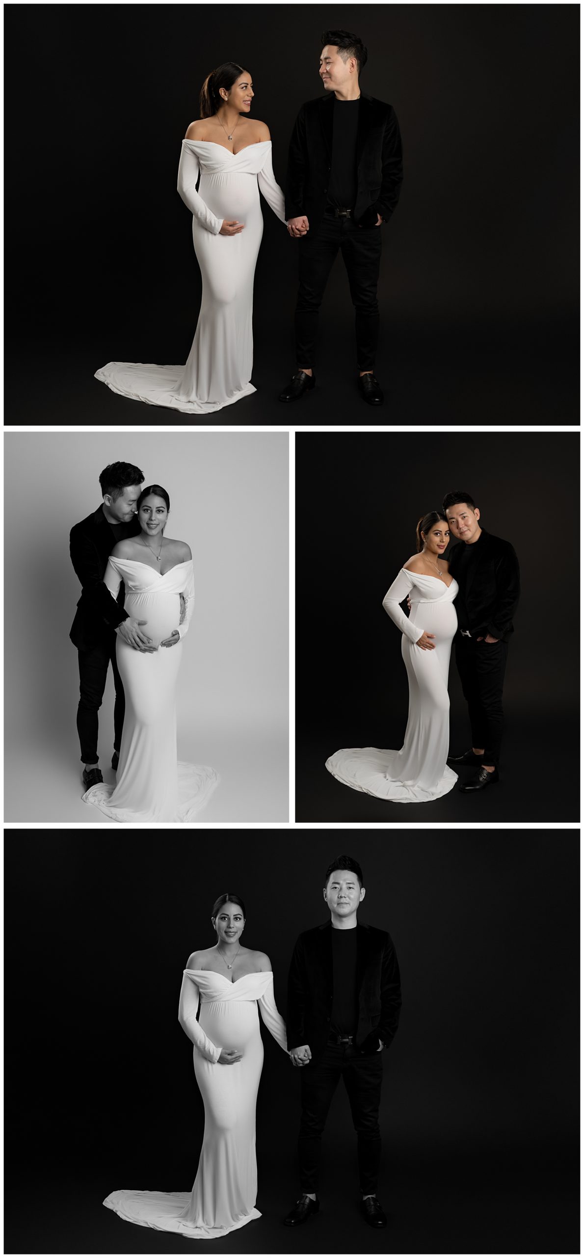 couples maternity black and white outfits