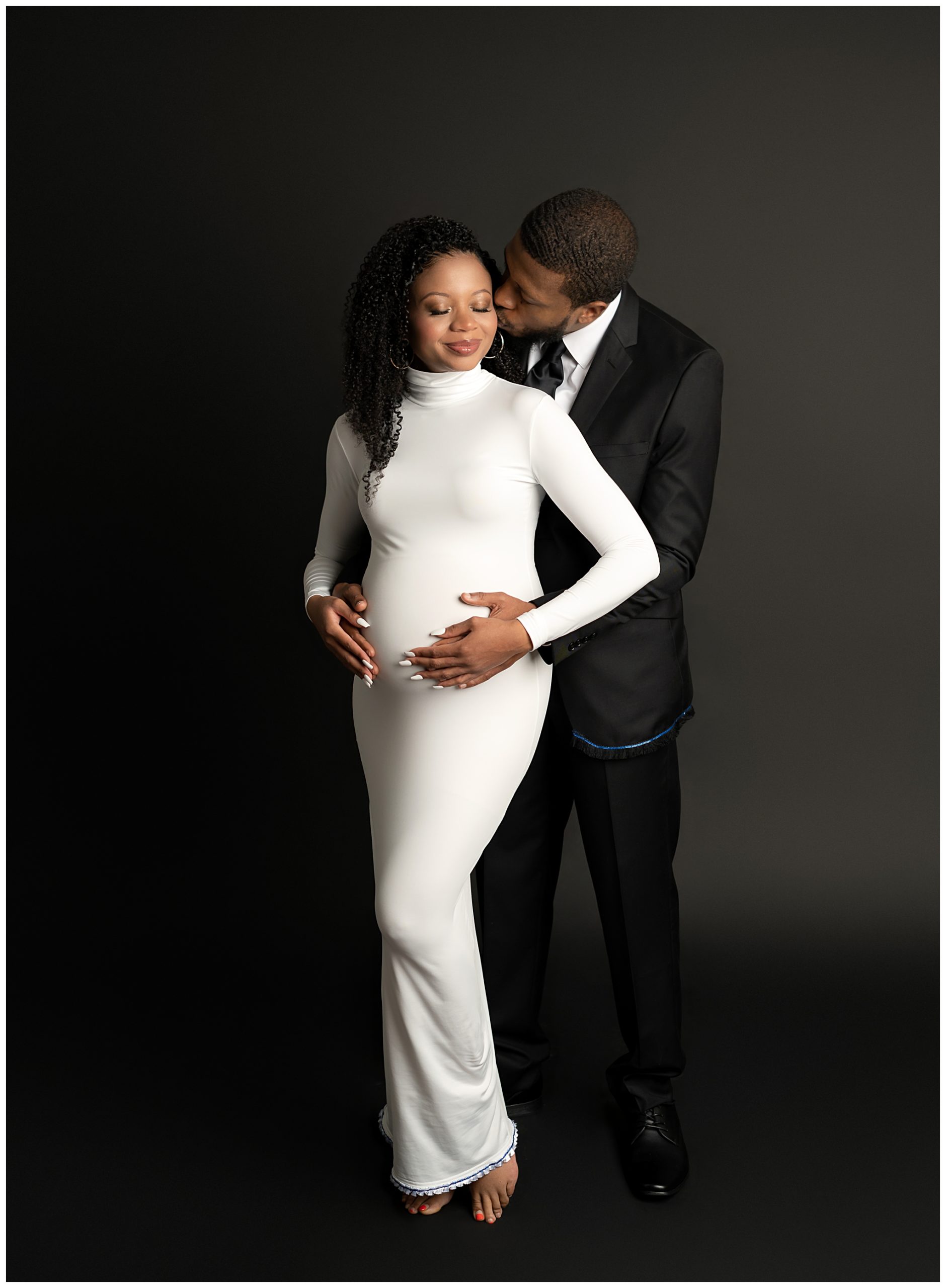 white maternity dress black suit