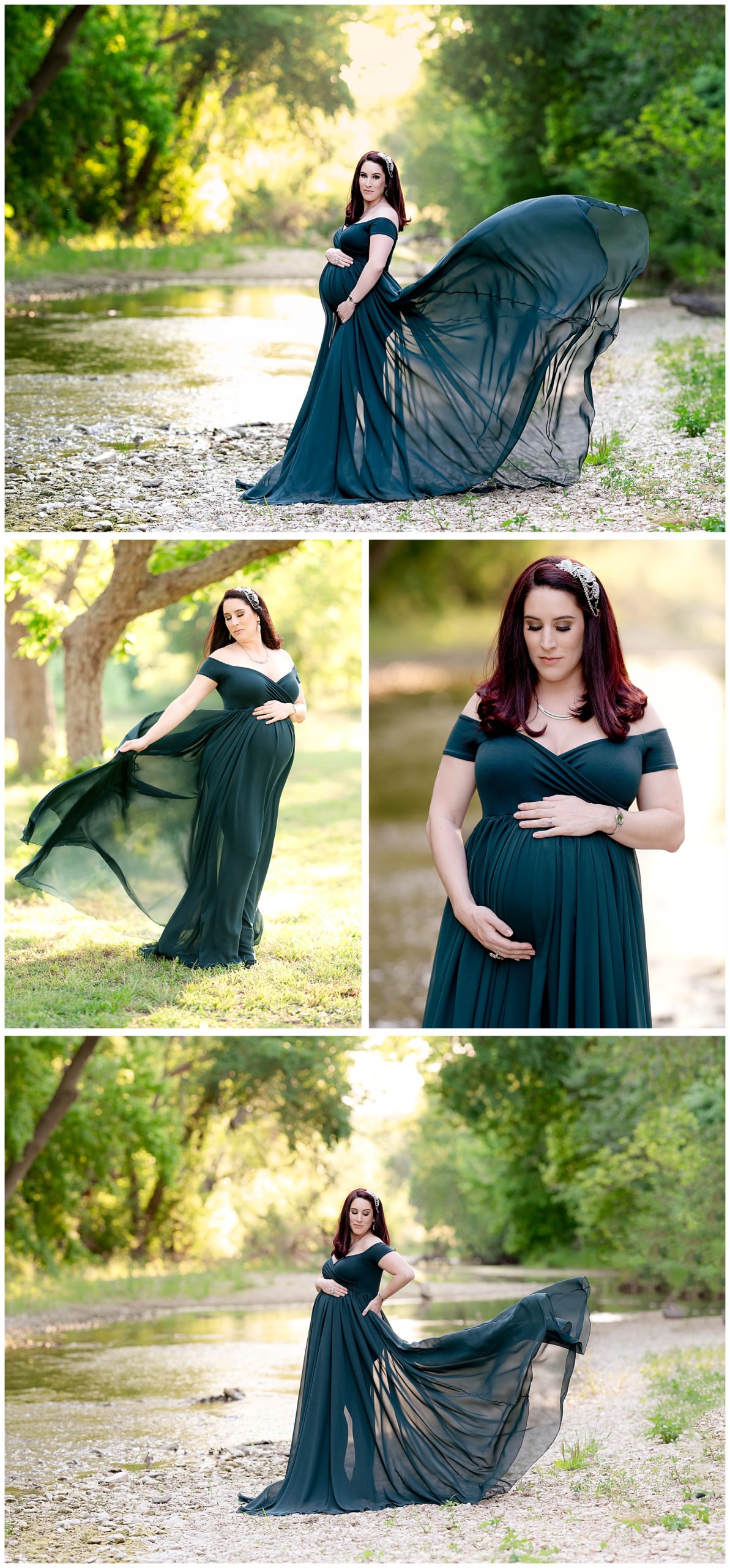 pregnant woman green dress