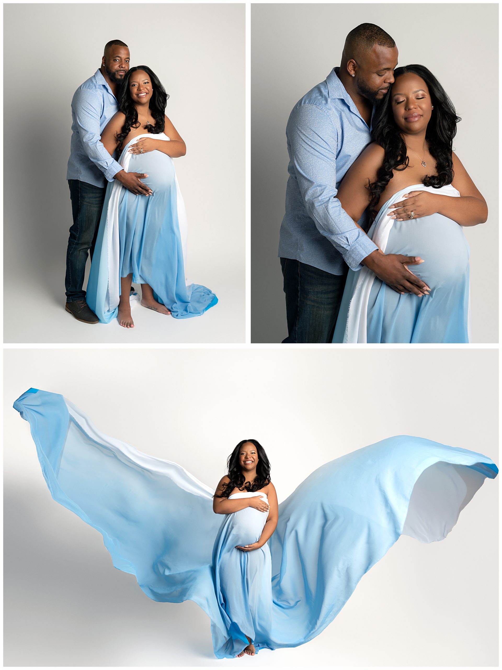 blue ombre maternity dress