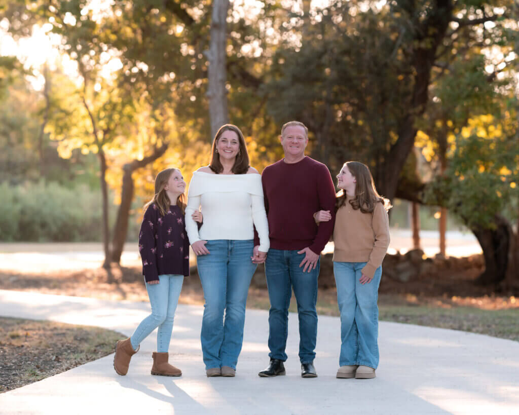 family of four teen daughters at lakeline park in cedar park texas